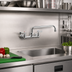 Thumbnail image #2 for Steel Works Stainless Wall-Mount Commercial Faucet with 12-Inch Swing/Swivel Spout, 8-Inch Centers