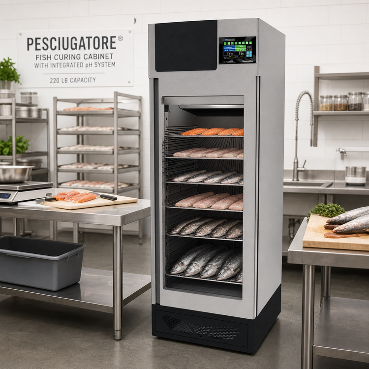 Product image #2 for Pesciugatore® Free-Standing Fish Curing Cabinet with Integrated pH System, 220 lb Capacity