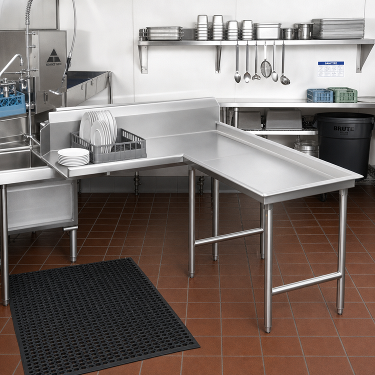 Product image #2 for Advance Tabco Right-Attach L-Shaped Island Clean Dishtable, 119 Inch, 14 Gauge 304 Stainless Steel
