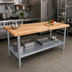 Thumbnail image #2 for John Boos JNS11-X 72-Inch Wood Top Work Table with Adjustable Undershelf and Galvanized Legs
