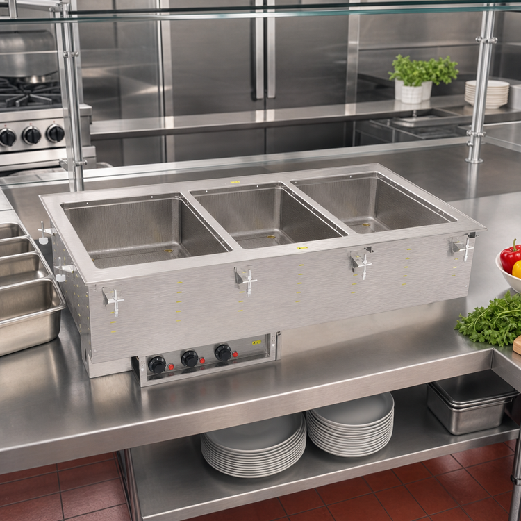 Product image #2 for Vollrath 3-Well Drop-In Electric Hot Food Well with Thermostatic Controls and Manifold Drain, 208V