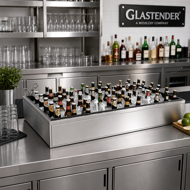 Product image #2 for Glastender Back Bar Ice Display Unit for Bottled Beverages, 30 Inch W x 12 Inch D x 7 Inch H, Stainless Steel