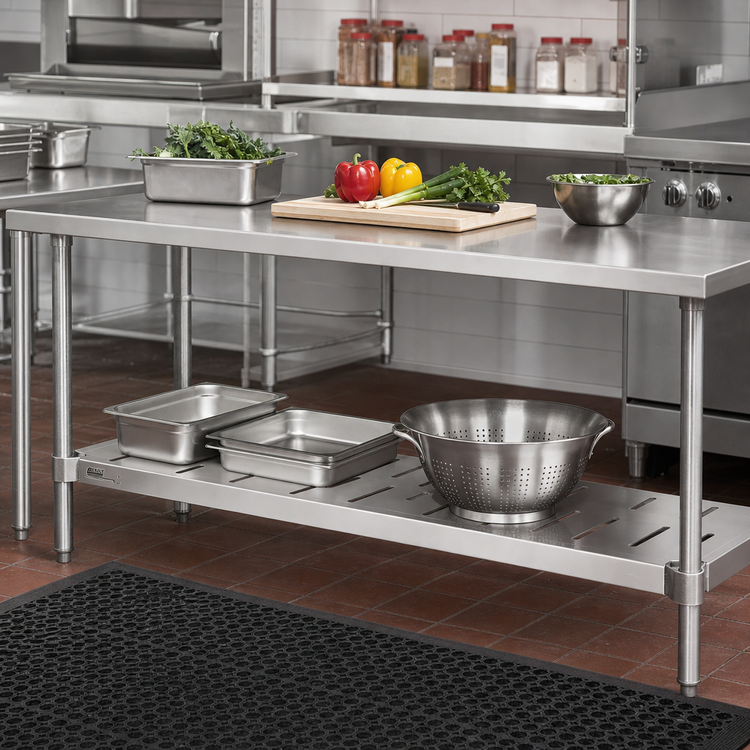 Product image #3 for Eagle Group Quik-Set 54 x 24 Inch Louvered Solid Shelf with Marine Edge, 14/304 Stainless Steel