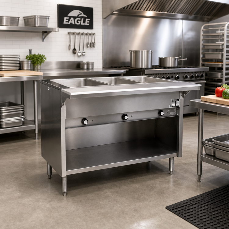 Product image #2 for Eagle Spec-Master Electric Hot Food Table with 2 12" x 20" Wet or Dry Wells, Open Base, 33-Inch Wide