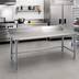 Thumbnail image #2 for Eagle Group Budget Series 120-Inch x 36-Inch 430 Stainless Steel Work Table with 4-1/2-Inch Backsplash and Galvanized Tubular Base