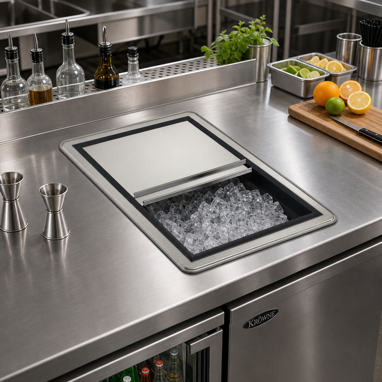Product image #2 for Krowne Underbar Drop-In Medium Ice Bin with 7-Circuit Cold Plate and Sliding Cover