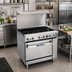 Thumbnail image #2 for Imperial Pro Series 36-Inch Gas Restaurant Range with 6 Open Burners, Cabinet Base, and Backriser with Hi-Shelf
