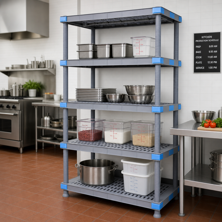 Product image #2 for Quantum Millenia Gray Polymer Stationary Starter Shelving Unit, 48"W x 18"D x 86"H, 2000 lb. Capacity