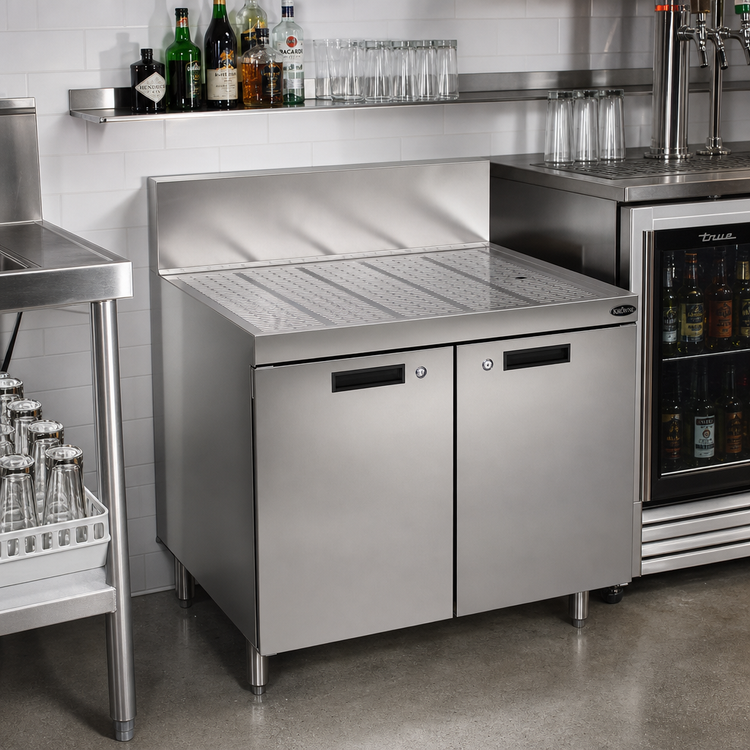 Product image #2 for Krowne Royal Series 30-Inch x 24-Inch Stainless Steel Underbar Drainboard Cabinet with 2 Locking Hinged Doors