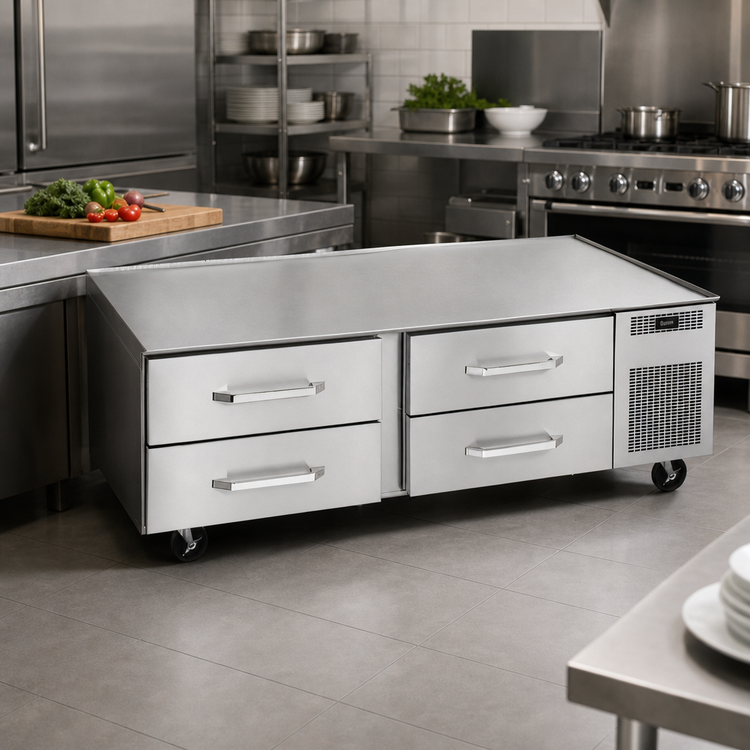 Product image #2 for Randell 38-Inch One-Section Refrigerated Chef Base Equipment Stand with 2 Refrigerated Drawers, Right-Side Compressor
