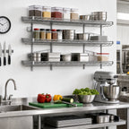 Thumbnail image #2 for Eagle Group QuadTruss S3-3B-SSW1836C 3-Tier Wall-Mounted Wire Shelf Kit, 36"W x 18"D, Chrome