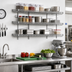 Thumbnail image #2 for Quad-Truss 3-Tier Piggyback Wall-Mounted Wire Shelf Kit, 36W x 18D, Chrome