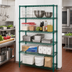 Thumbnail image #2 for Quantum 5-Shelf Wire Shelving Starter Kit, 54W x 14D x 74H, Green Epoxy Antimicrobial Finish