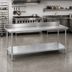 Thumbnail image #2 for Advance Tabco Premium Series 144-Inch x 30-Inch 304 Stainless Steel Work Table with 5-Inch Backsplash and Galvanized Undershelf