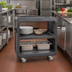 Thumbnail image #3 for Cambro Service Cart PRO Small Open-Sides Bus Cart with 3 Ribbed Shelves