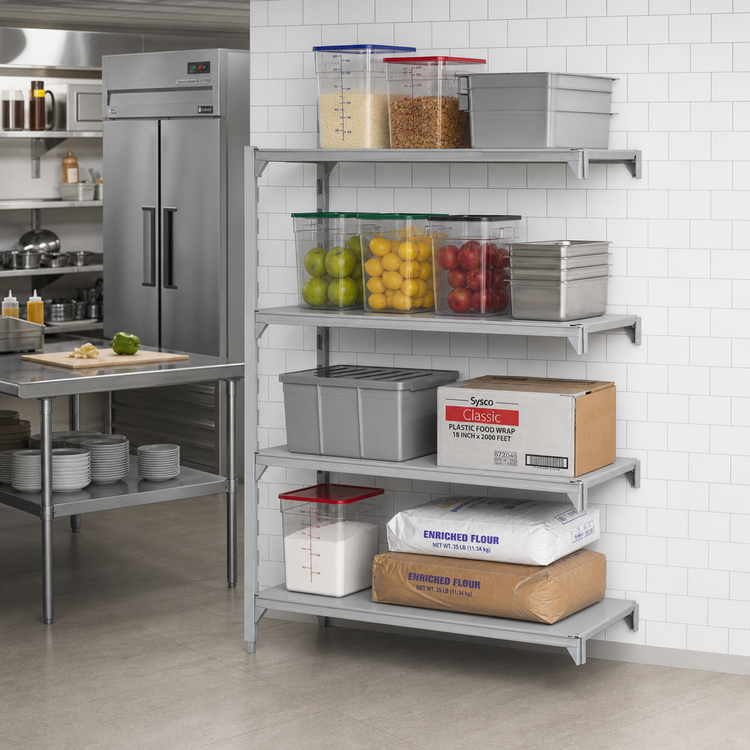 Product image #3 for Cambro Camshelving Premium 4-Shelf Solid Add-On Polymer Shelving Unit, 21 x 30 x 64 Inches, Speckled Gray