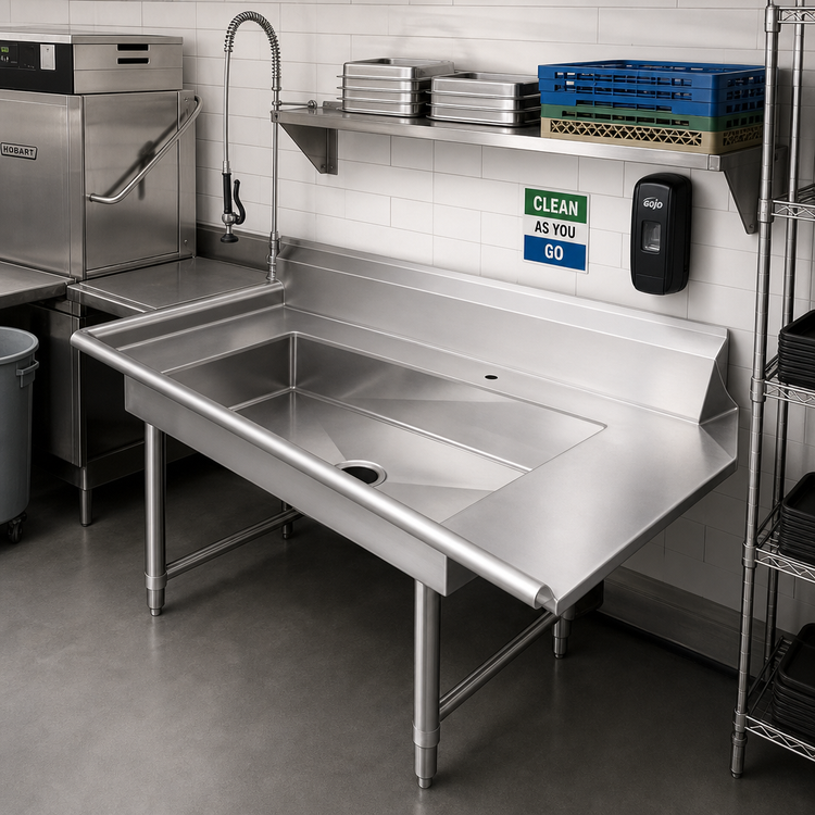 Product image #2 for 60-Inch Right-to-Left Soiled Dishtable with 20 x 20 Pre-Rinse Sink