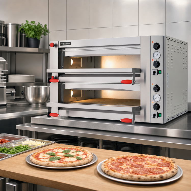 Product image #2 for Fuoco Series 43-Inch Wide Double-Chamber Electric Deck Pizza Oven with Mechanical Controls