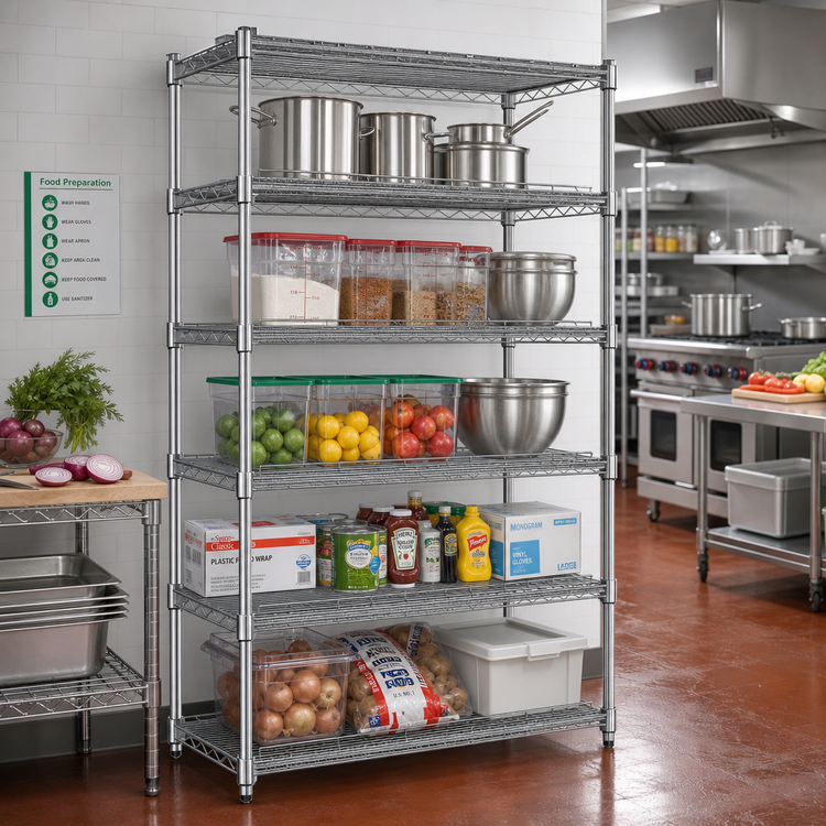 Product image #2 for Heavy Duty 5-Tier Chrome Wire Shelving Unit, 24 x 48 x 84 Inches