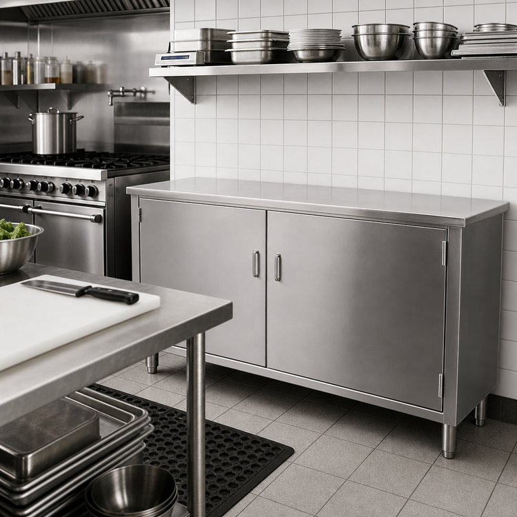 Product image #2 for Spec-Master Stainless Steel Plate Cabinet with Hinged Doors, 60 Inch Wide x 18 Inch Deep