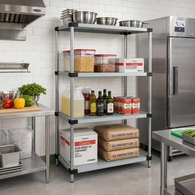 Product image #2 for Quantum 4-Shelf Solid Stainless Steel Shelving Starter Kit, 60W x 21D x 86H