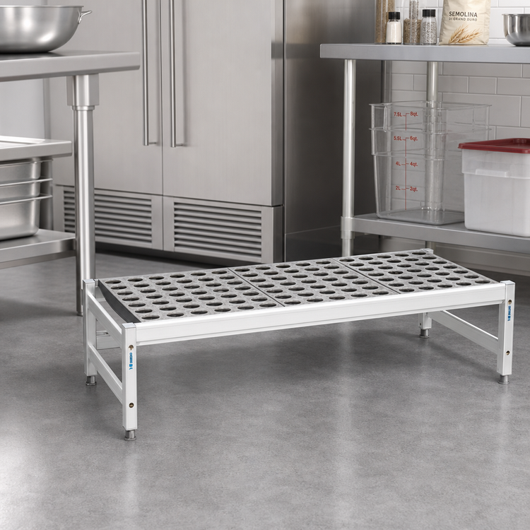 Product image #2 for Fermostock 47"W x 14"D x 12"H Deep Anodized Aluminum Dunnage Rack, 800 lb. Shelf Capacity