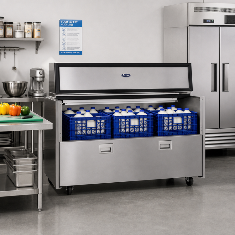 Product image #2 for Atosa AMC-5801 Single-Sided Forced-Air Refrigerated Milk Cooler, 16-Crate Capacity, Stainless Steel