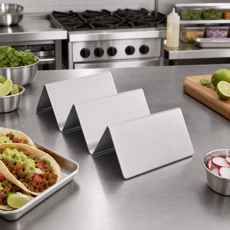 Product image #2 for American Metalcraft Mini 2 or 3-Compartment Stainless Steel Taco Holder, Brushed Finish