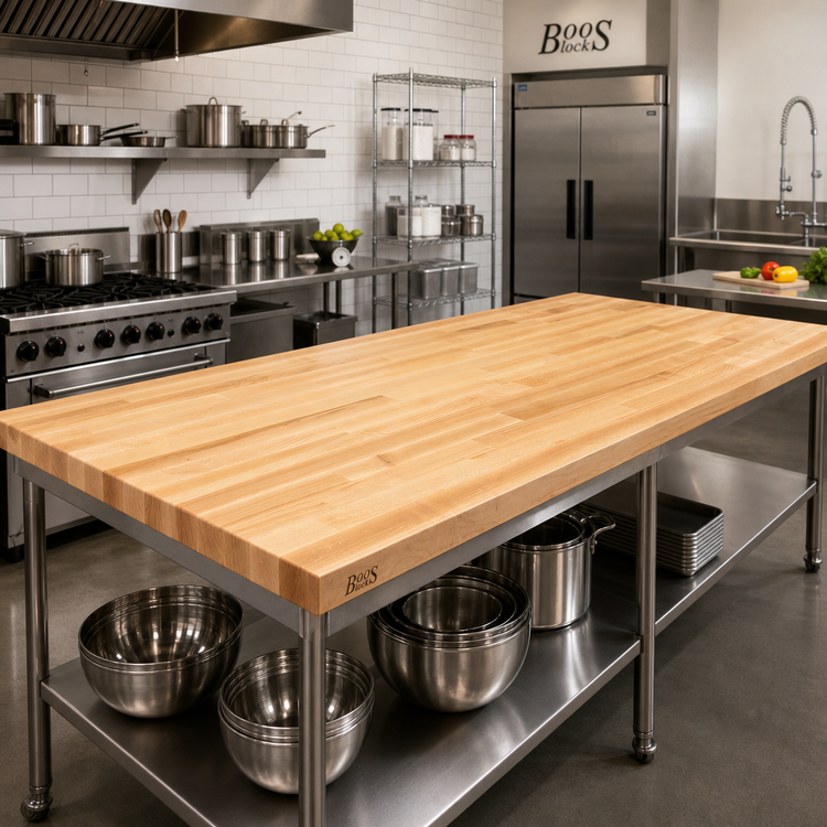 Product image #2 for John Boos Boos Block 84-Inch x 32-Inch x 1-1/2-Inch Blended Edge Grain Maple Kitchen Countertop with Varnique Finish