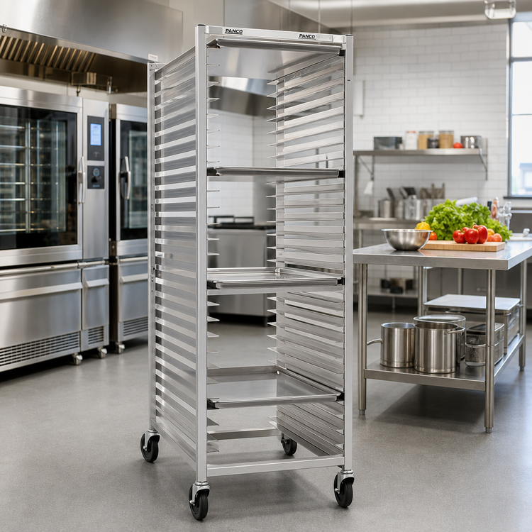 Product image #2 for Panco Mobile Full-Height Open-Side Aluminum Utility Rack with Slides for 20 18 x 26 Pans