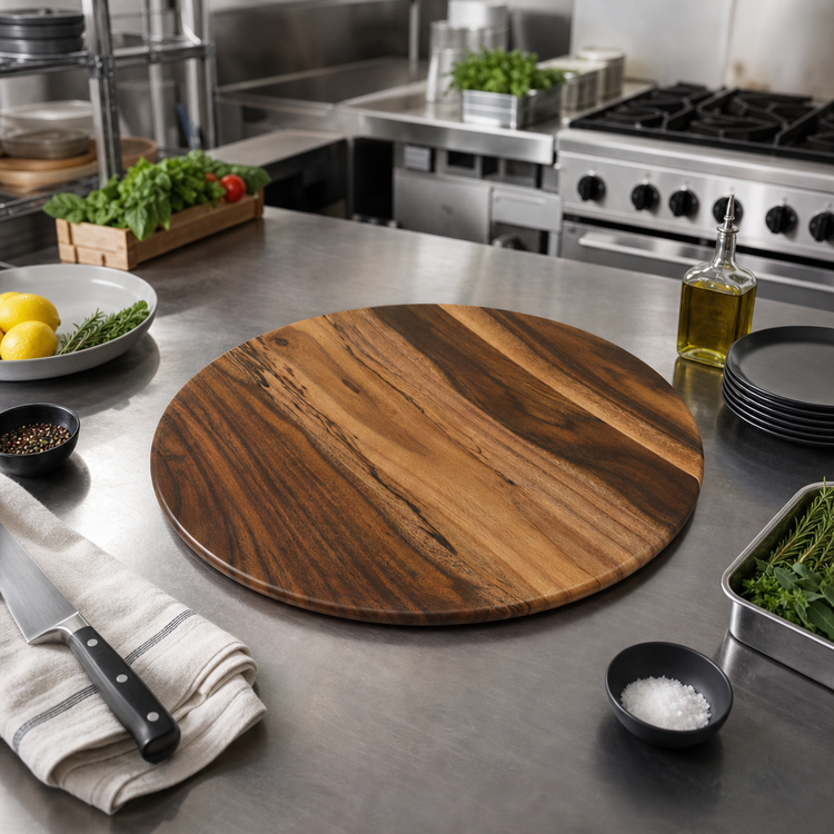 Product image #2 for Naturals 21-1/2 Inch Round Acacia-Pattern Melamine Serving Board