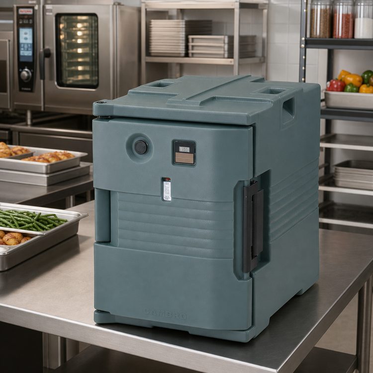 Product image #3 for Cambro Ultra Pan Carrier H-Series Heated Front-Loading Food Carrier, 1-Compartment, 110V, Granite Gray