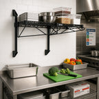 Thumbnail image #2 for Quantum WC14-CB1830BK Wall-Mounted Cantilever Wire Shelving Kit, Single Shelf, 30"W x 18"D, Black Epoxy Finish
