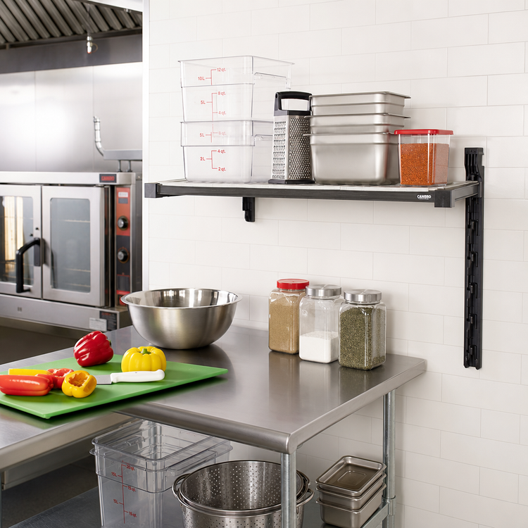 Product image #2 for Cambro Camshelving Elevation Series 21" x 24" Wall-Mounted Vented Add-On Shelf Kit, Brushed Graphite