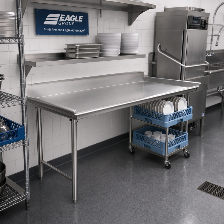 Product image #2 for Eagle Group 72-Inch Straight Clean Dish Table, Left-to-Right Operation, 16/304 Stainless Steel Top