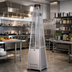 Thumbnail image #2 for Omcan Stainless Steel Pyramid Propane Patio Heater with Casters, 42,000 BTU, 89.4-Inch Tall