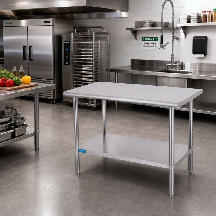 Product image #2 for Sapphire Manufacturing 48 Inch x 24 Inch Stainless Steel Work Table with Adjustable Undershelf