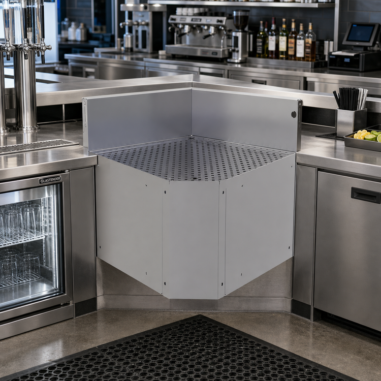 Product image #2 for Glastender Underbar Inside Corner Wedge Drainboard, 75° Angle, 19-Inch Deep, No Legs