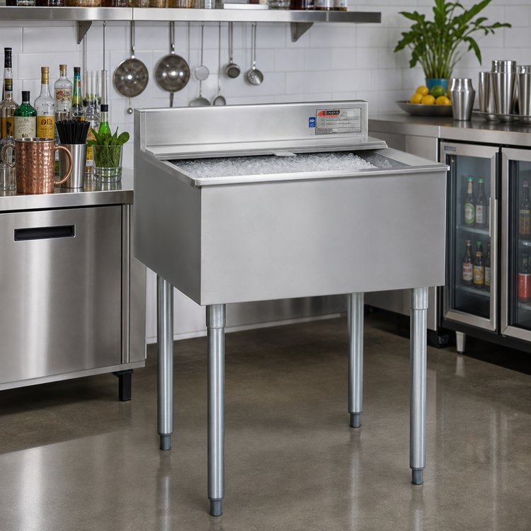 Product image #2 for Eagle 2200 Series Underbar Ice Bin/Cocktail Unit with Sliding Cover, 42 x 24 in., 120 lb Capacity