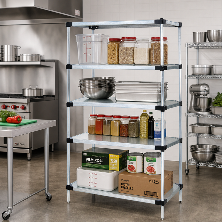 Product image #2 for Quantum 30" x 18" x 63" Stationary Solid Shelving Starter Kit with 5 Shelves