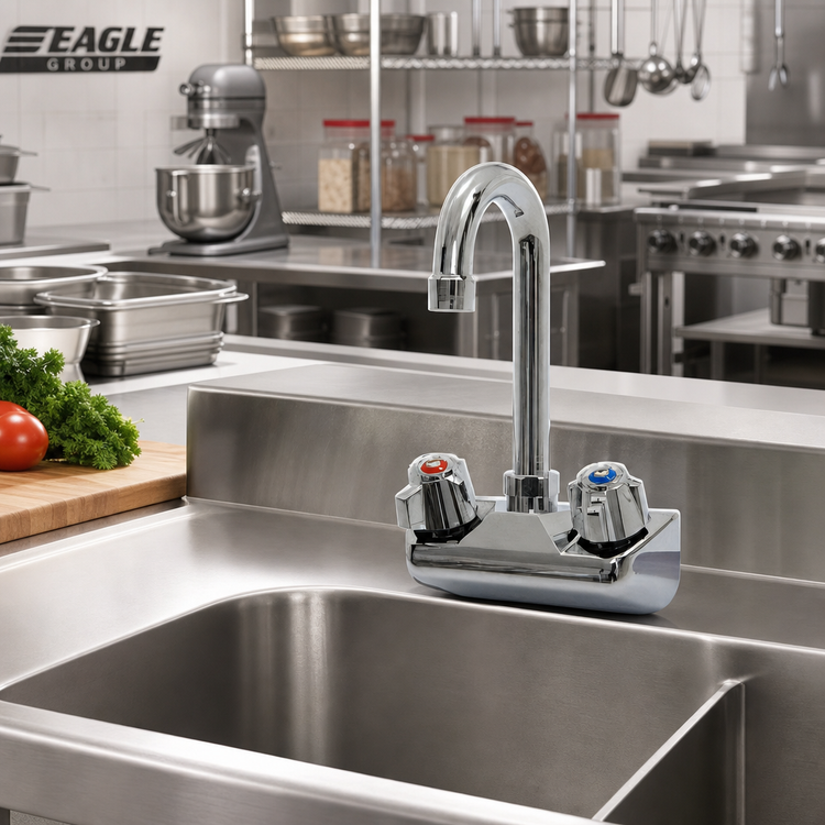 Product image #2 for Eagle Group Standard Splash-Mounted Gooseneck Faucet, 4-Inch Centers