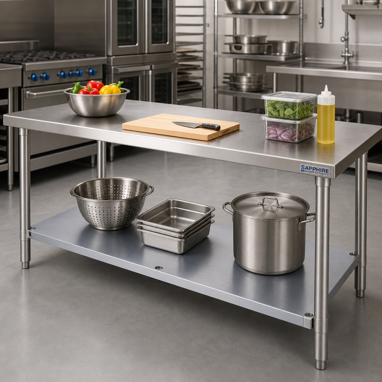 Product image #2 for Sapphire Manufacturing 18 Gauge Galvanized Steel Undershelf for Commercial Work Tables
