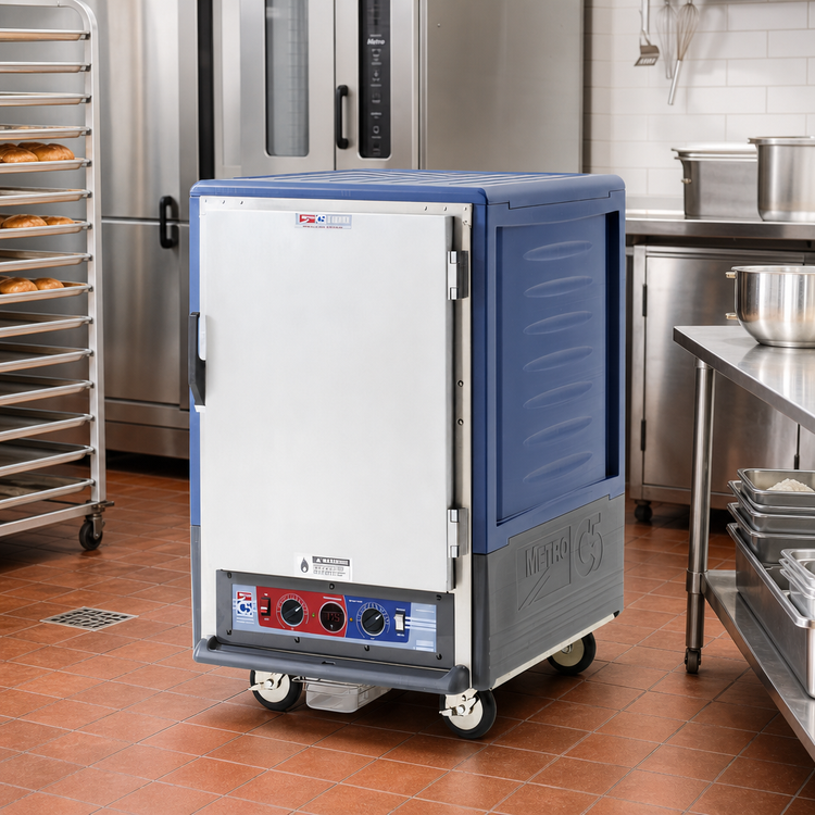 Product image #2 for Metro C5 3 Series Half-Height Heated Holding and Proofing Cabinet with Solid Door and Fixed Wire Slides, Blue Insulation Armour