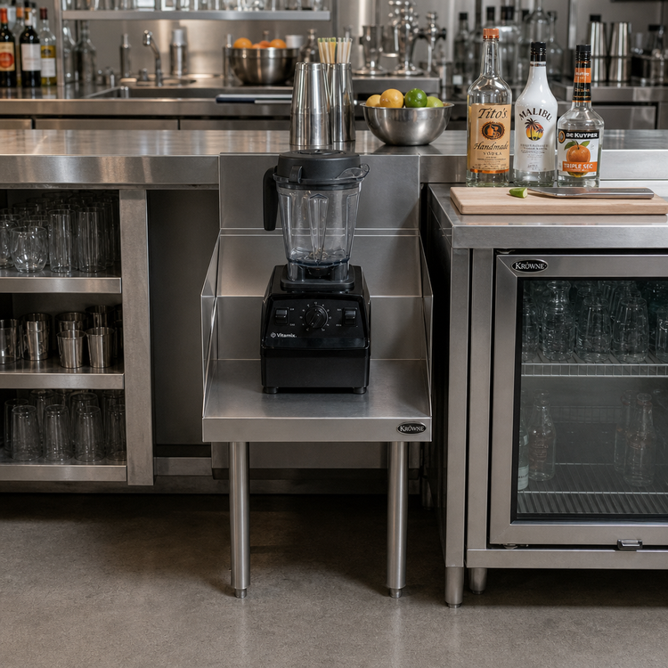 Product image #2 for Krowne Royal Series 18-Inch Wide Flat Top Underbar Blender Station with Recessed Shelf