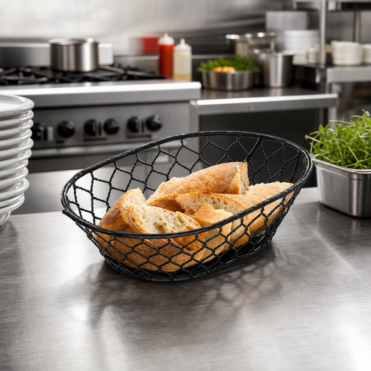 Product image #2 for American Metalcraft Oval Chicken-Wire Serving Basket, 9-1/2 x 6-1/2 x 2-1/2 Inches, Black