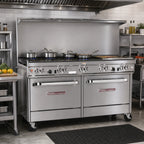 Thumbnail image #2 for Southbend (Middleby) Ultimate 4603CC-2RR 60-Inch Gas Restaurant Range with 6 Open Burners, 24-Inch Griddle/Broiler, 2 Cabinets