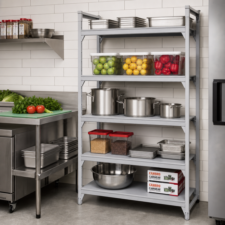 Product image #3 for Cambro Camshelving Premium 18" x 48" Solid Shelf Kit, 5 Shelves