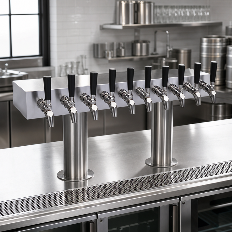 Product image #2 for Krowne Double T-Head Glycol-Cooled 10-Faucet Beer Tower, 30-Inch Long Box