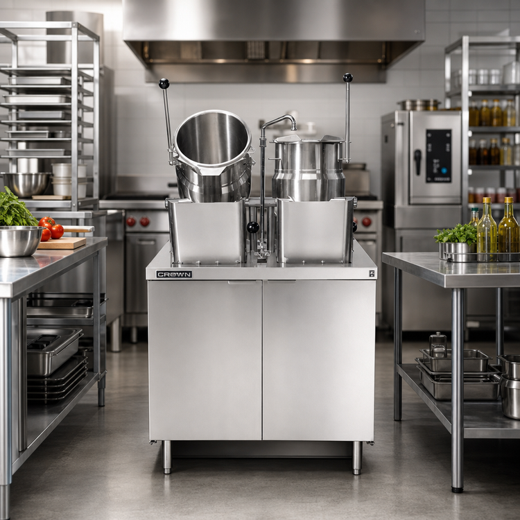 Product image #2 for Crown EMT-6-6 Electric Dual 6-Gallon Tilting Kettle & Cabinet Assembly