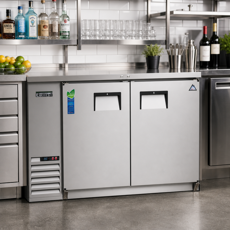 Product image #2 for Everest Refrigeration EBB59-SS Two-Section Back Bar Refrigerator with Solid Hinged Doors